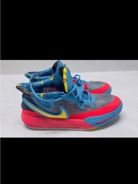 Nike Kids Blue and Red Low-Top Sneakers with Yellow Accents